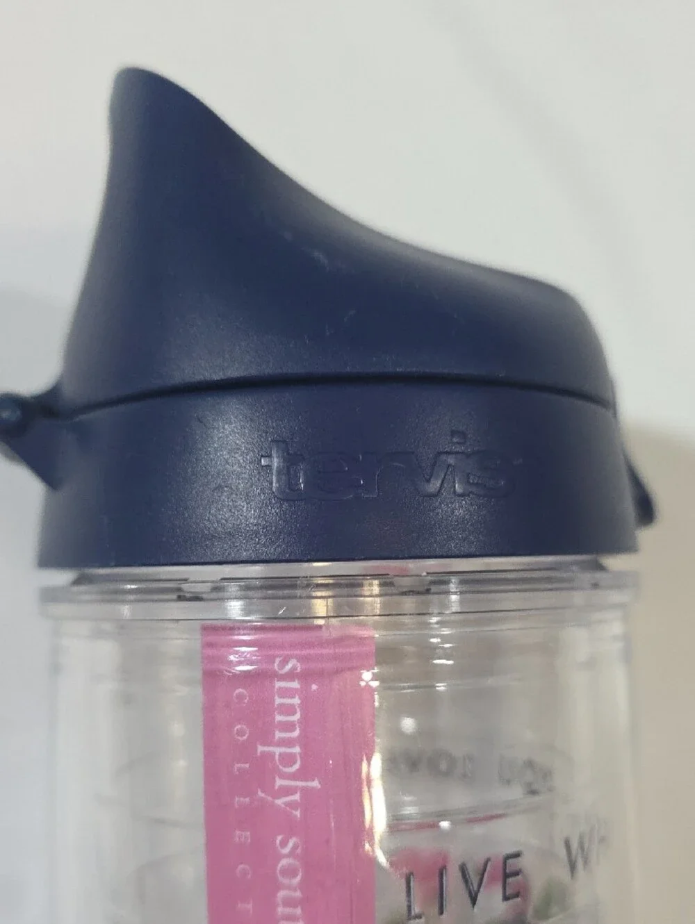 Simply Southern Clear Tumbler with Navy Lid and Pink Logo